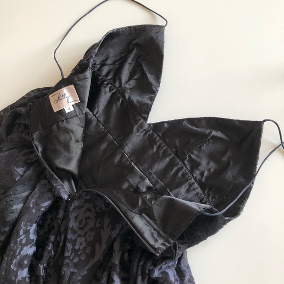 Milly of New York Black Grey Burnout Spaghetti Strap Babydoll Dress 90s Y2K Sz 4 - Picture 9 of 13